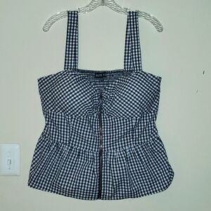 Haute Fox 3X Black Gingham Peplum Top